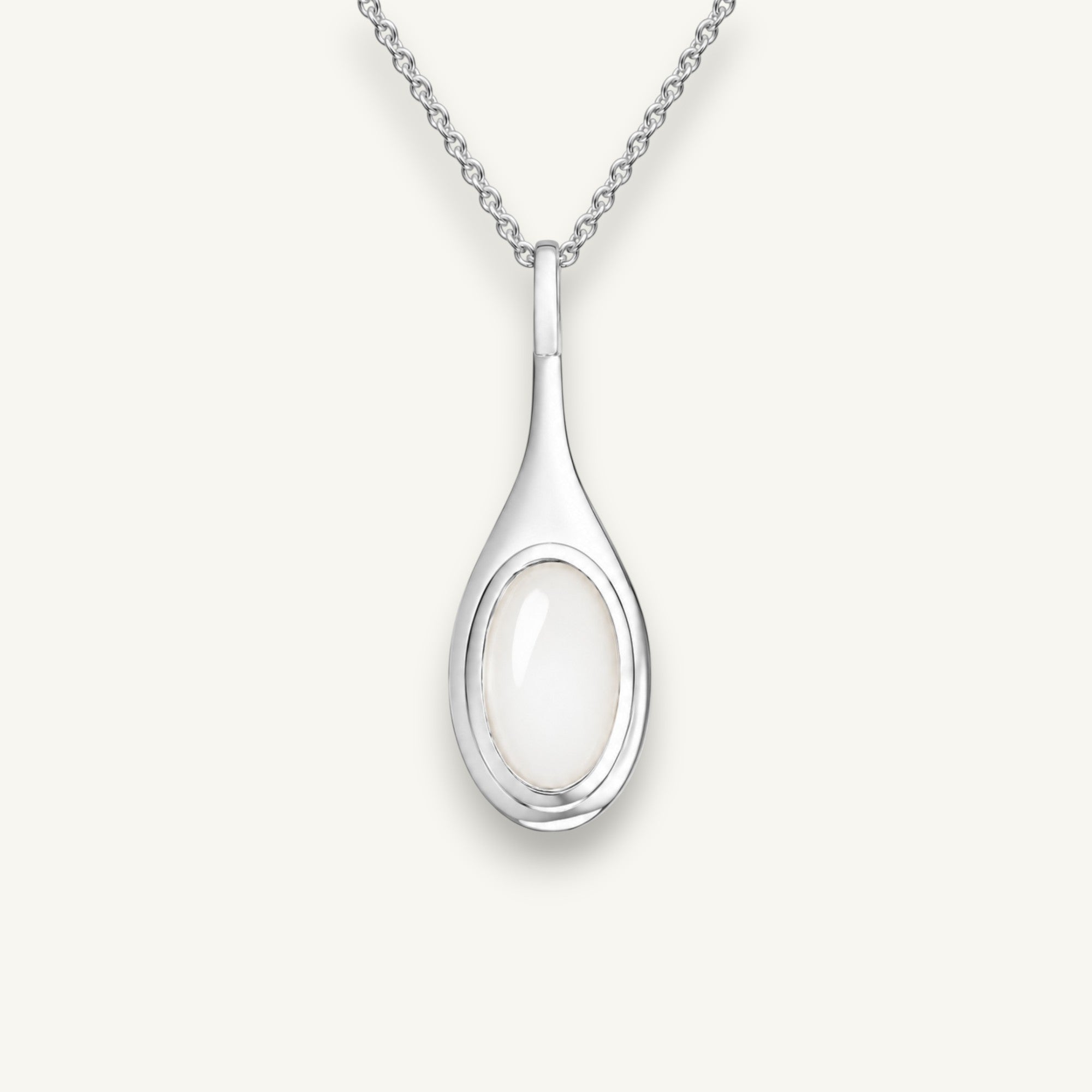 The silver moonstone balloon pendant