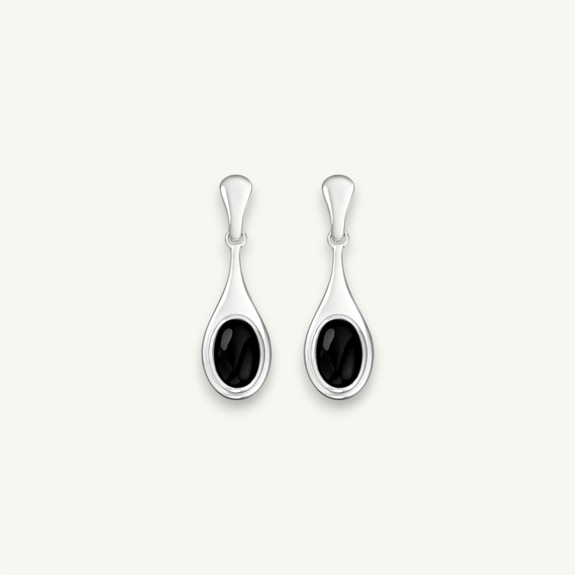 The silver onyx balloon earrings