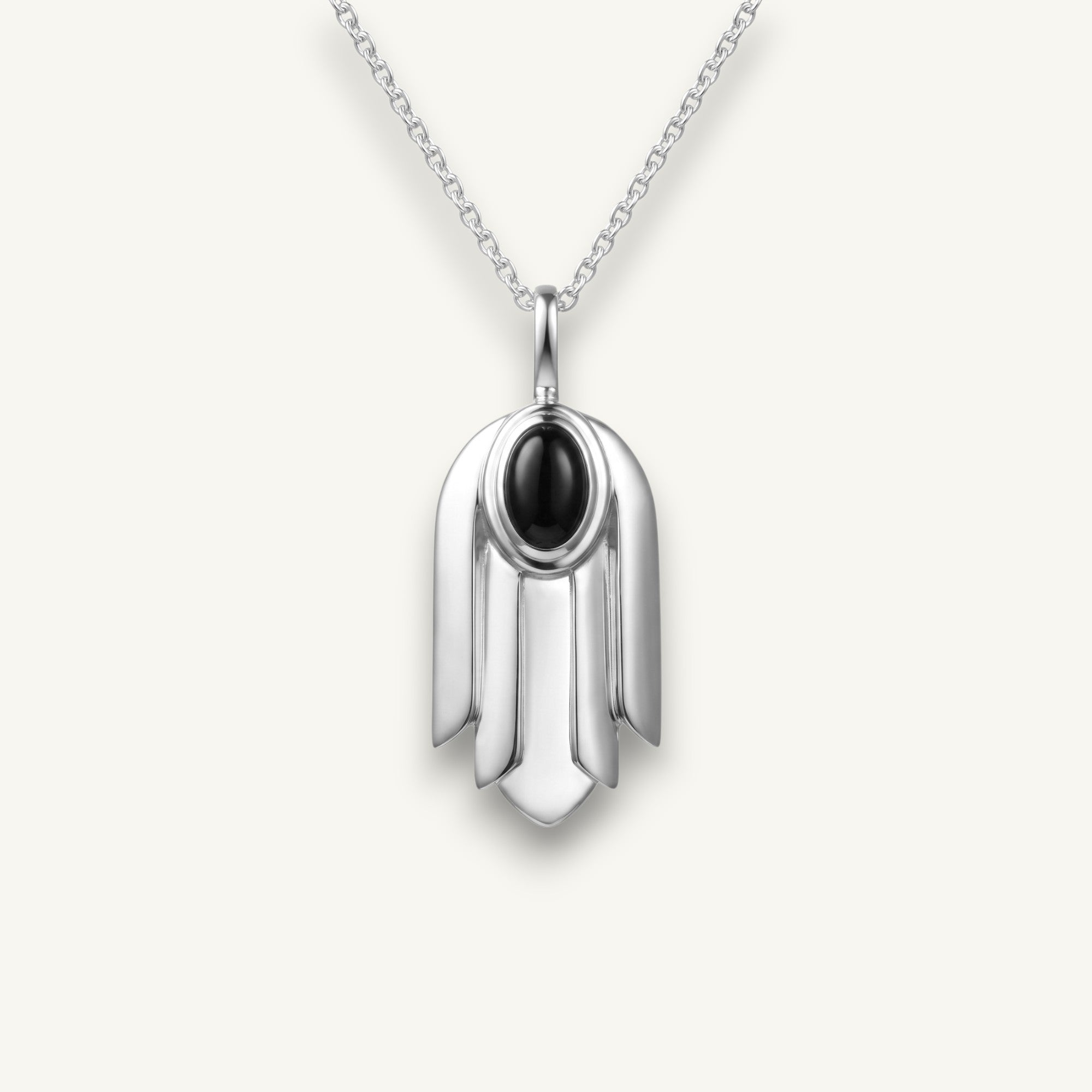 The silver onyx tulip pendant