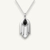 The silver onyx tulip pendant